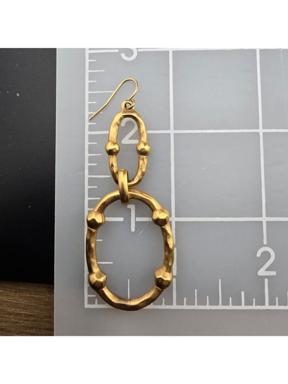 Lauren Ralph Lauren Gold-Toned Double Oval Dangle Textured Earrings - Picture 7 of 7